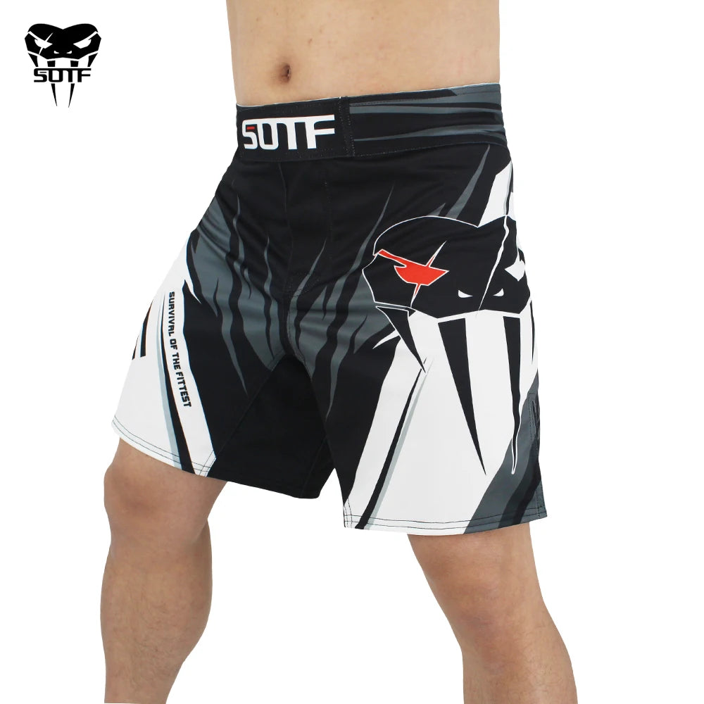 Shorts de pelea SOTF MMA para adultos – Diseño geométrico